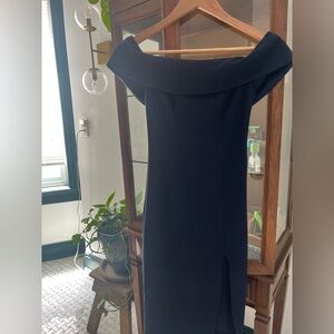 Hello Molly Navy Off-Shoulder Bodycon Midi Dress